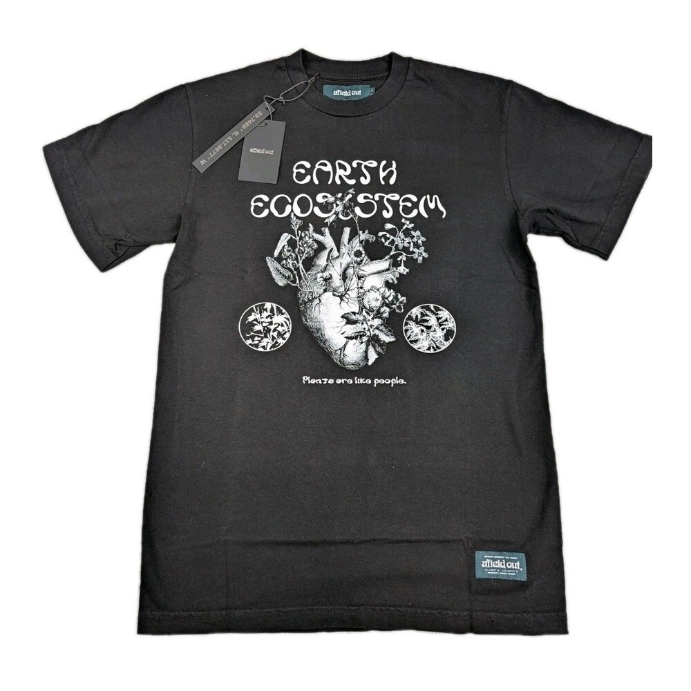 Afield Out Earth Ecosystem Graphic T-Shirt Black Mens Small Heart Botanical Tee